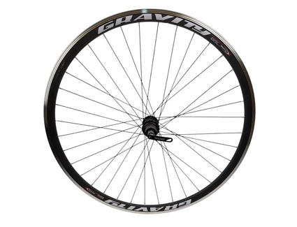 Колесо 28-29 зад, обід 2-ний чорний, втулка AL. Quando касета (8-9), ексцентрик, чорна спиця (Gravity)