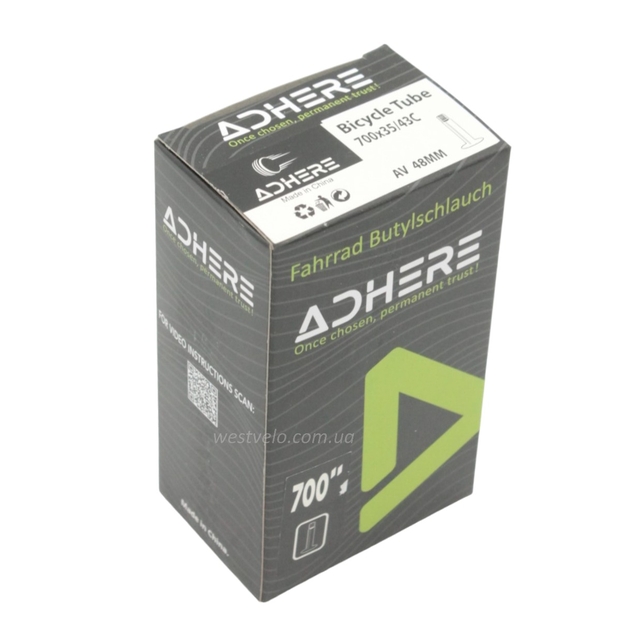 Камера турист 28. довгий ніпель AV 48mm ADHERE (35-43) (700х35/43с) фото westvelo.com