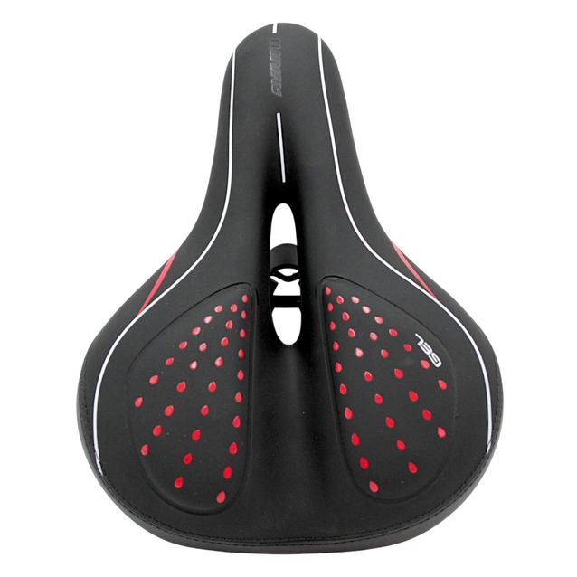 Сідло на демпферах з отвором AVANTI № 189 GEL, чорне з крапками (червоні) фото westvelo.com