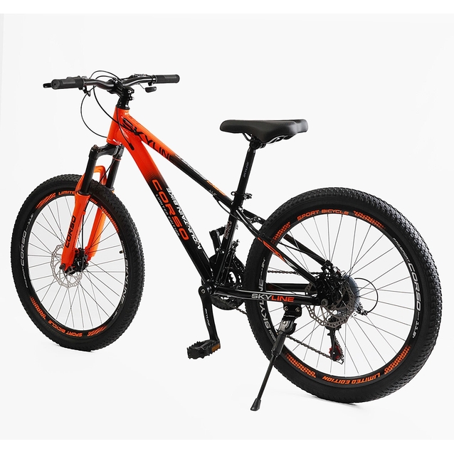 Велосипед 24 AL Corso «SKYLINE» SL-50703 алюміній 11", (к-т SHIMANO) чорно-помаранчевий фото westvelo.com