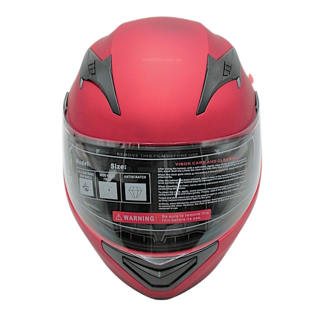 Мото шолом, закритий (L 59-60) "888-1" червоний, матовий, вмонтовані окуляри фото westvelo.com