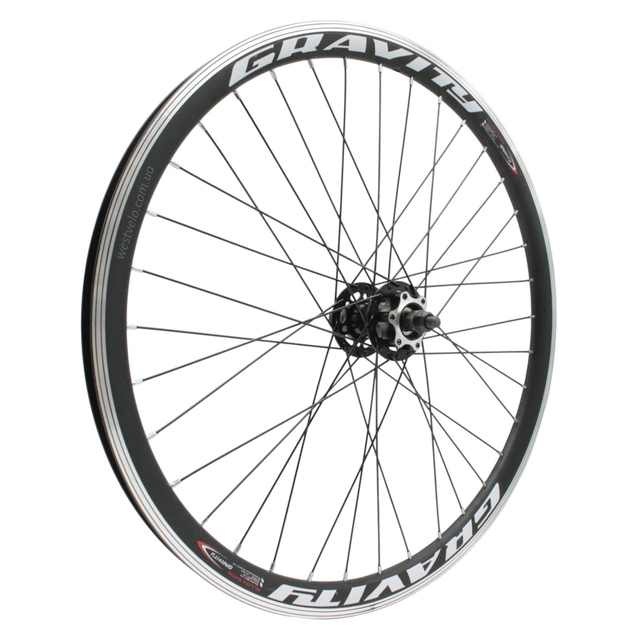 Колесо 24 перед, обід 2-ний чорний, втулка ST. Shunfeng, диск 6 болтів, чорна спиця (SF-HB25R) фото westvelo.com