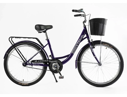 Міський велосипед 26 ST Corso «TRAVEL» TL-26106 сталь 16,5", темно-фіолетовий(2) (+к(чорний)/к/б)