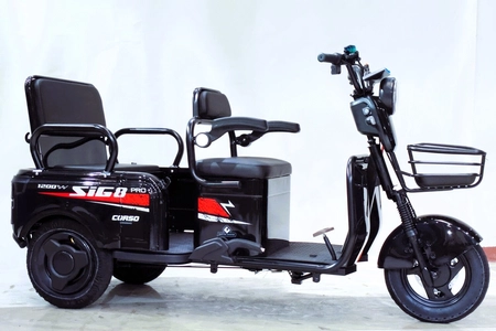 Трицикл Corso «SIG-8 Pro» SP-678933, двигун 1200W, акумулятор 72V/28Ah графеновий, чорний + 1 ящик. акум, колеса 10"