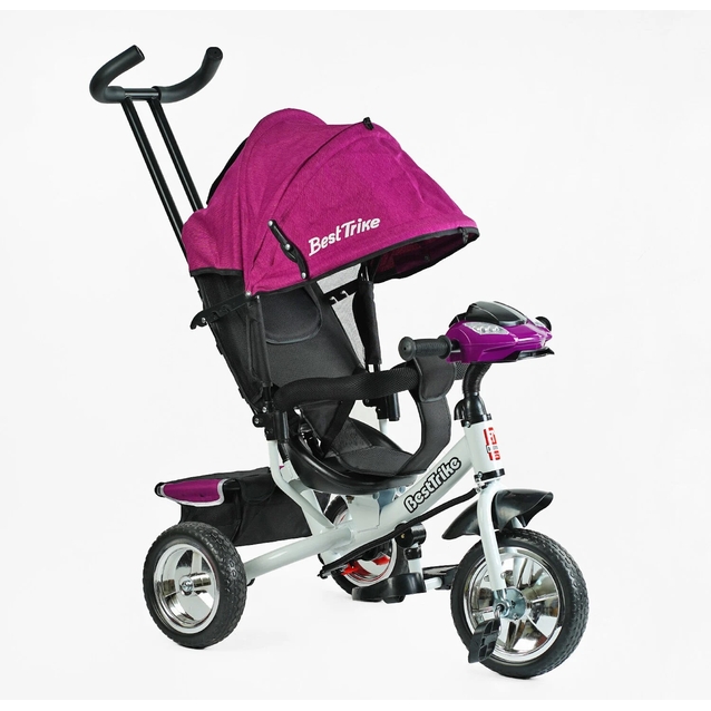Дитячий велосипед 3-х колісний з батьківською ручкою, з дашком, колеса - EVA (піна) Best Trike 6588/64-973,31-214 рожево-білий фото westvelo.com