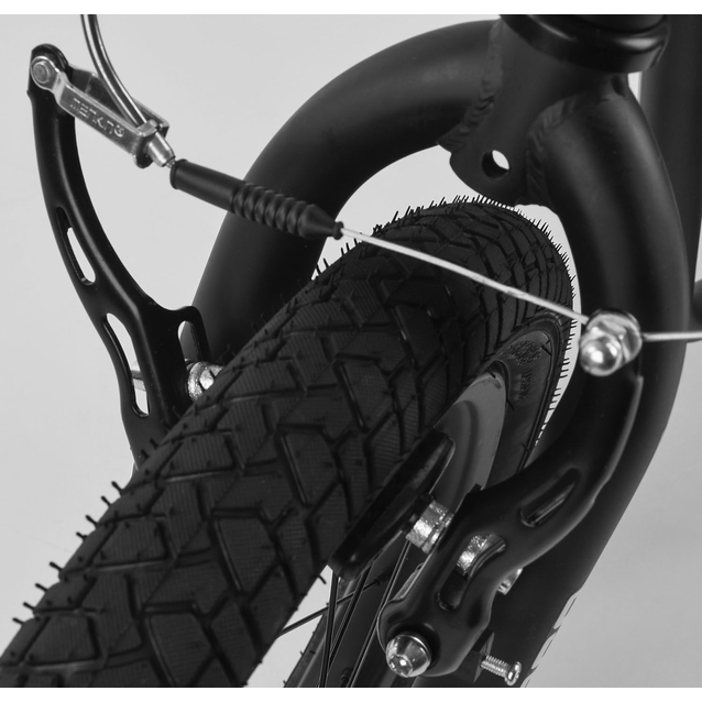 Самокат дитячий 2-х колісний, надувні колеса 12 Corso CR-T 0070 чорно-салатовий, ручне переднє гальмо фото westvelo.com