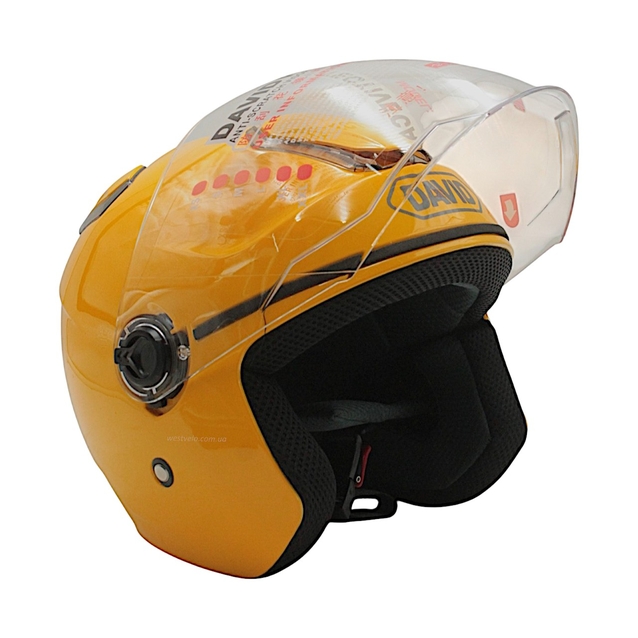 Мото шолом, відкритий (XL) (61-62см)"DAVID" D018 жовтий глянцевий (ABS) фото westvelo.com