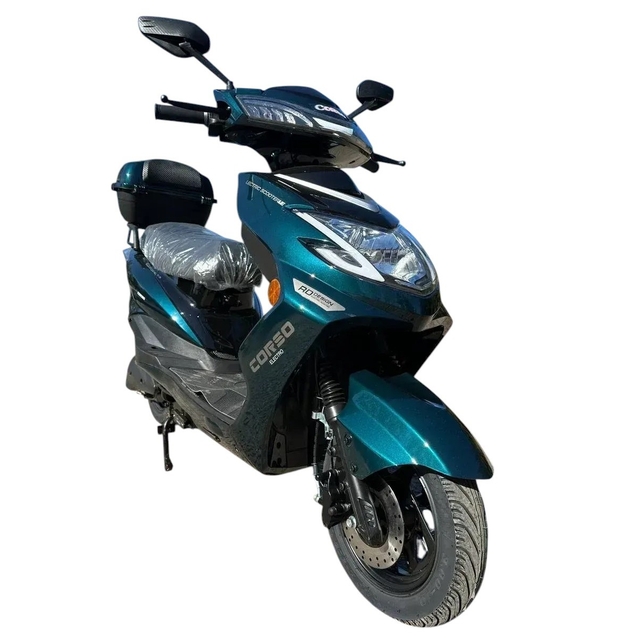 Електроскутер Corso «MATRIX» MT-924107 двигун 1200W, акумулятор 72V 25Ah графеновий, зелено-синій, колеса 10" + 1 ящик. акум фото westvelo.com