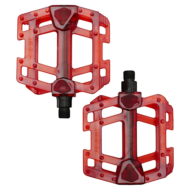 Педалі полікарбонат Hengchi FPD-287, прозорий, червоні (Тайвань) фото westvelo.com