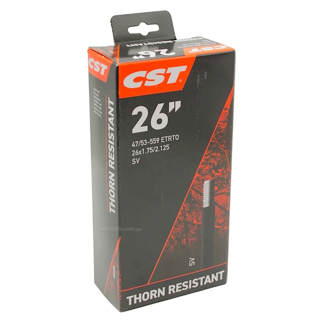 Камера 26 короткий ніпель SV 35mm CST (1.75-2.125) THORN RESISTANT (антипрокол) фото westvelo.com