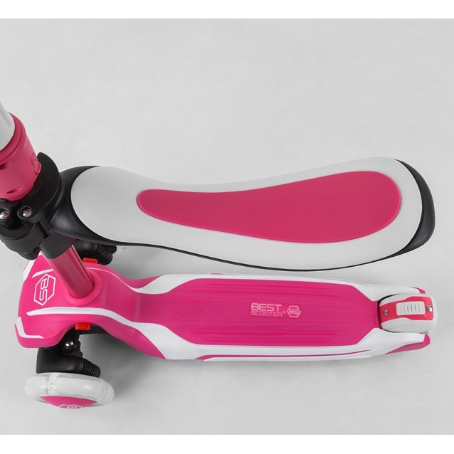 Самокат 2в1 Best Scooter JS-41008/63204 колеса PU 120х80mm зі світлом, сидіння, алюмінієве кермо, рожевий фото westvelo.com