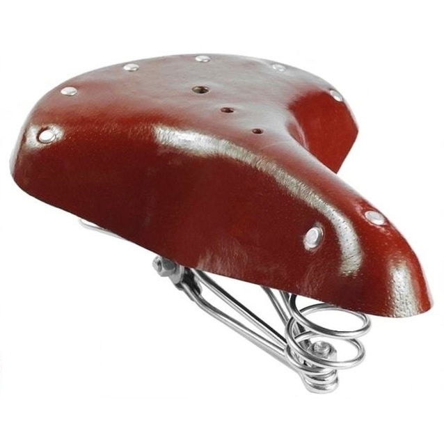 Сідло на пружинах "РЕТРО" шкіра червоне, з передньою пружиною фото westvelo.com