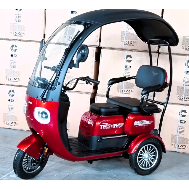 Трицикл Corso «TERRA» TR-932168, двигун 1200W, акумулятор 72V 24Ah літій-марганцево-залізо-фосфатний, червоний, колеса 10" фото westvelo.com