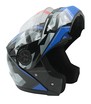 Мото шолом, трансформер (S 55-56) BLD-159 чорний глянець синьо-сірим малюнком з відкидними окулярами фото westvelo.com