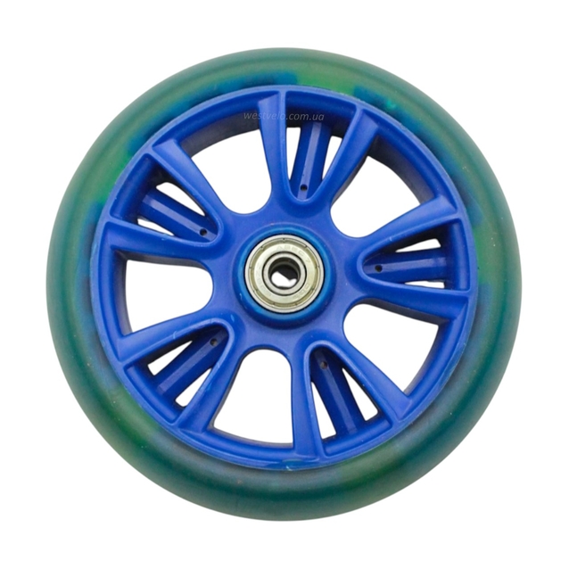 Колесо самоката дитячого поліуретан Ø135мм, діодне, синій фото westvelo.com