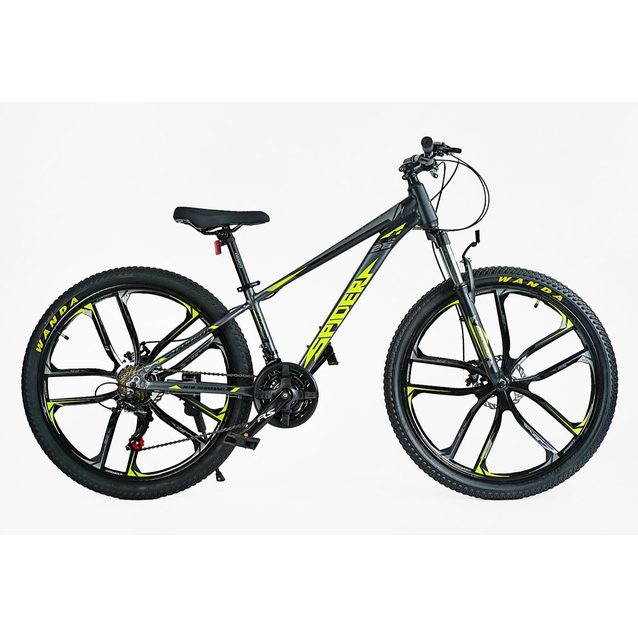 Велосипед 26 AL Corso «SPIDER» SP-26775 алюміній 13", (к-т SHIMANO) графітово-жовтий фото westvelo.com