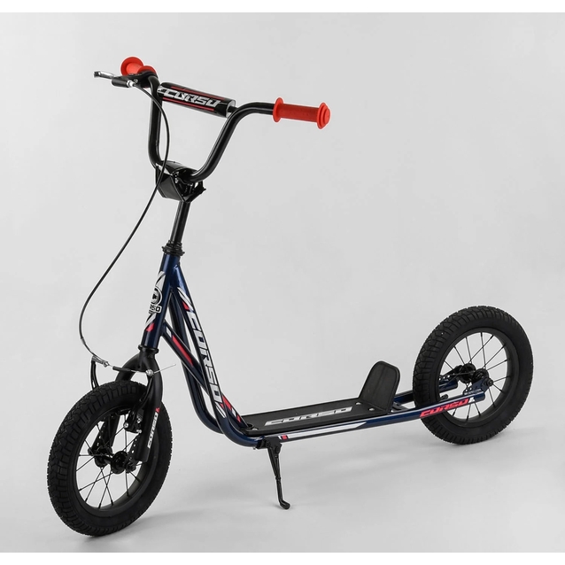 Самокат дитячий 2-х колісний, надувні колеса 12 Corso JT 32050 синій, ручне переднє гальмо фото westvelo.com