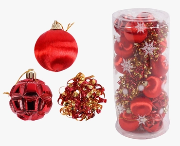 Новорічні прикраси 24 шт, кульки, D = 4.5 см, в слюді (C 67418)