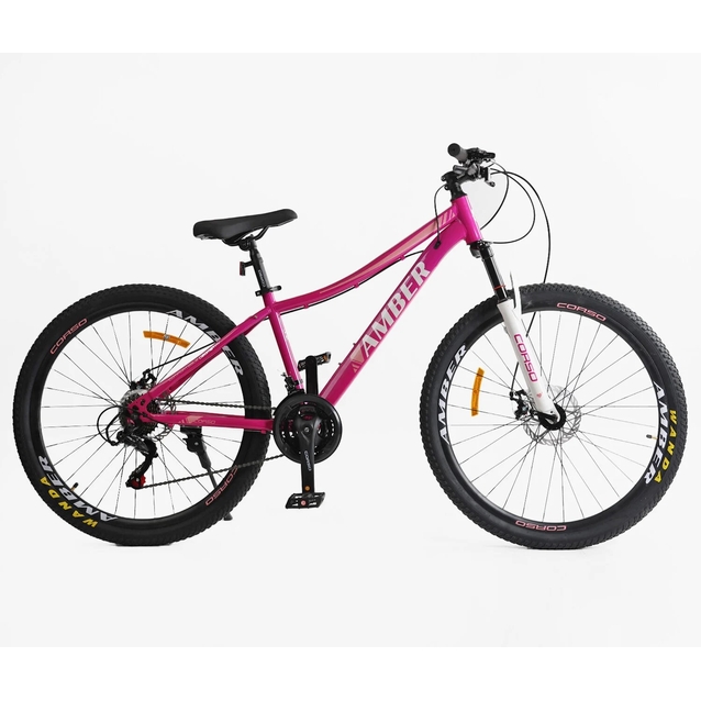 Велосипед 27.5 ST Corso «AMBER» MB-45744 сталь 15", (к-т SHIMANO) рожево-білий фото westvelo.com
