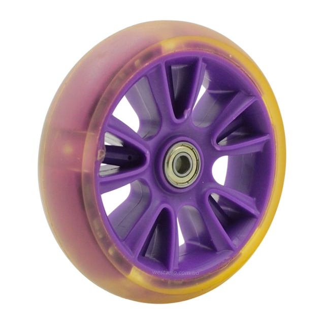 Колесо самоката дитячого поліуретан Ø135мм, діодне, фіолетовий фото westvelo.com
