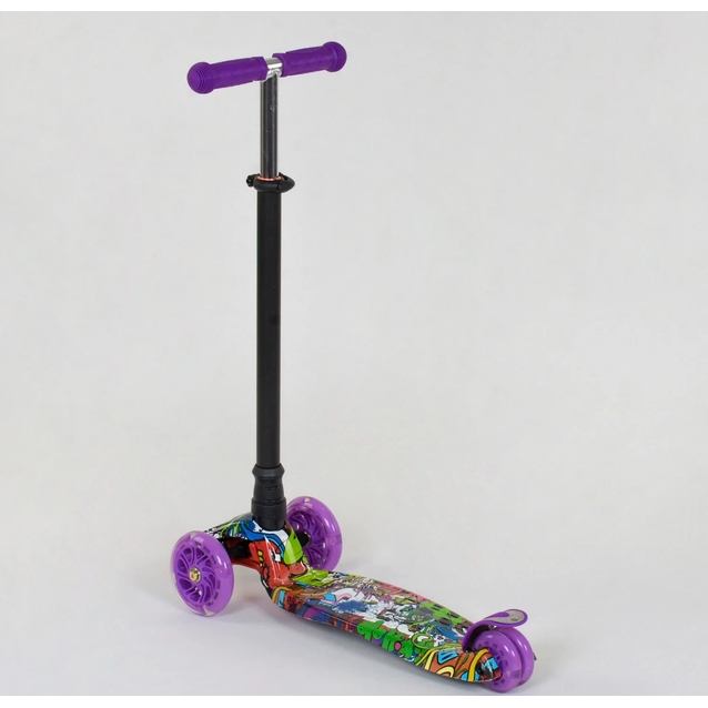 Самокат дитячий 3-х колісний, Best Scooter «MAXI» 2464 / 779-1390 фіолетовий, колеса PU Ø120mm/80mm зі світлом, пластмасовий, трубка керма алюмінієва фото westvelo.com