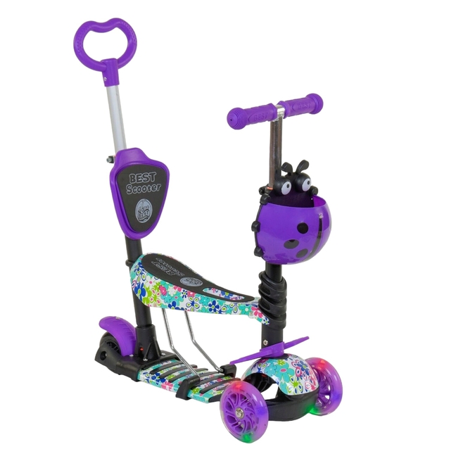 Самокат 5в1 Best Scooter 68995, колеса PU 120х90mm зі світлом, фіолетовий