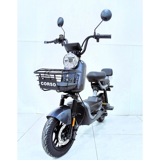 Електроскутер Corso «RAVEN» RN-191075 двигун 800W, акумулятор 60V/20Ah графеновий, графіт, колеса 10" + 1 ящик. акум фото westvelo.com