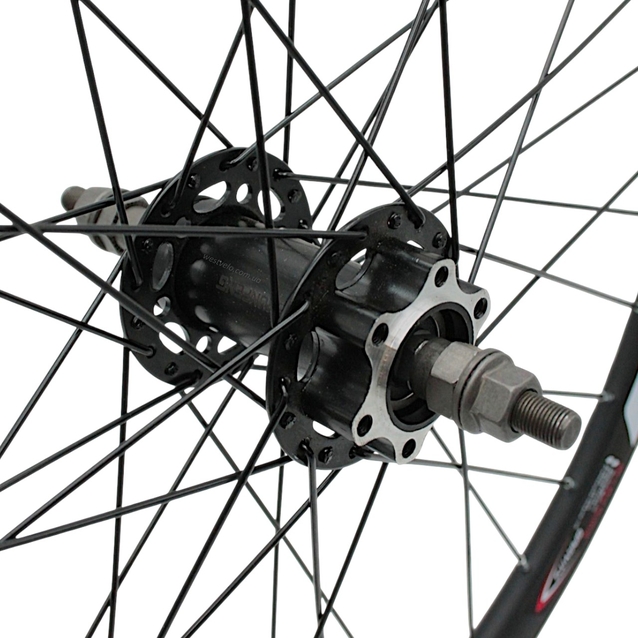 Колесо 24 зад, обід 2-ний чорний, втулка SHUNFENG проми, диск 6 болтів, чорна спиця фото westvelo.com