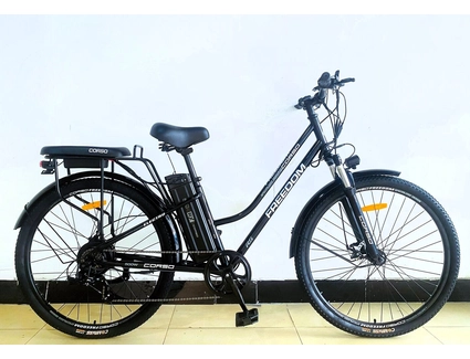 Електровелосипед 28 ST Corso «FREEDOM» FD-28947 сталь, двигун 500W, акумулятор 48V 13Ah літієвий, чорний