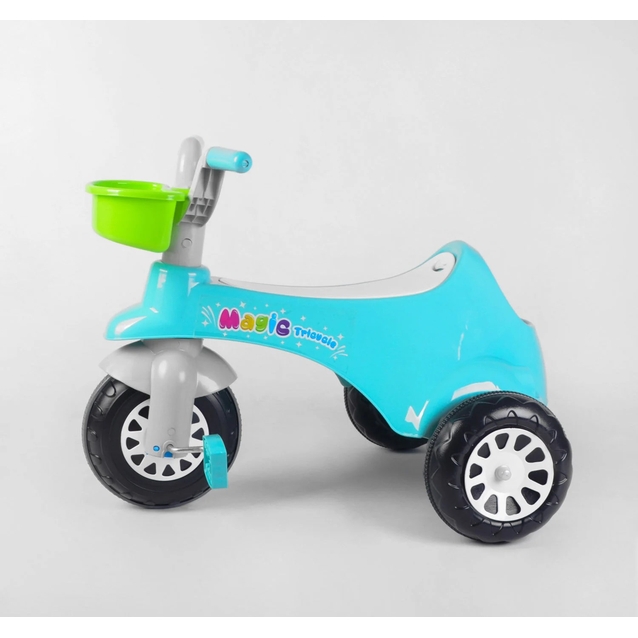 Дитячий велосипед 3-х колісний, колеса пластик з прорезиновою накладкою Pilsan «Magic Tricycle» 07-180 бірюзовий, 2 корзинки фото westvelo.com