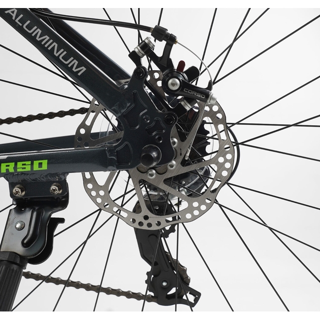 Велосипед 29 AL Corso «PROJECT» T-29046 алюміній 17", (к-т Saiguan) графітово-салатовий фото westvelo.com