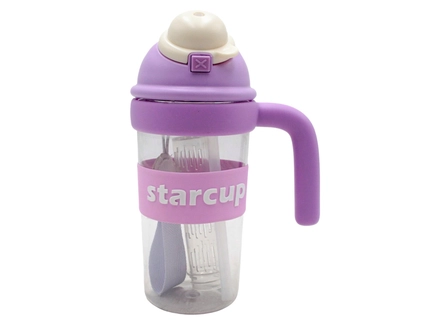 Фляга 650 ml Starcup харч.пластик (ремінець, трубочка, інфузер) мікс кольорів