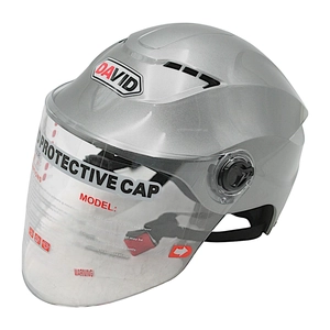 Мото шолом, відкритий "DAVID" S327, сріблястий глянцевий, регулятор розміру (мото/вело/самокат)