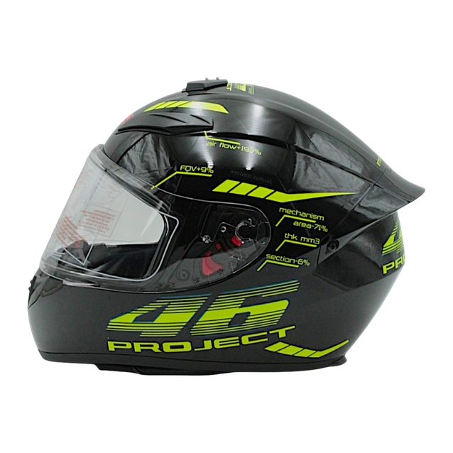 '''Мото шолом, закритий (M)  "222" Чорно-зелений, глянцевий фото westvelo.com