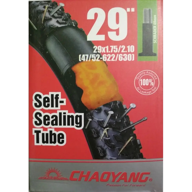 Камера 29. довгий ніпель AV 48mm CHAOYANG (1.75-2.10)(47/52-622/630) самоклеюча (з антипрокольним гелем) фото westvelo.com