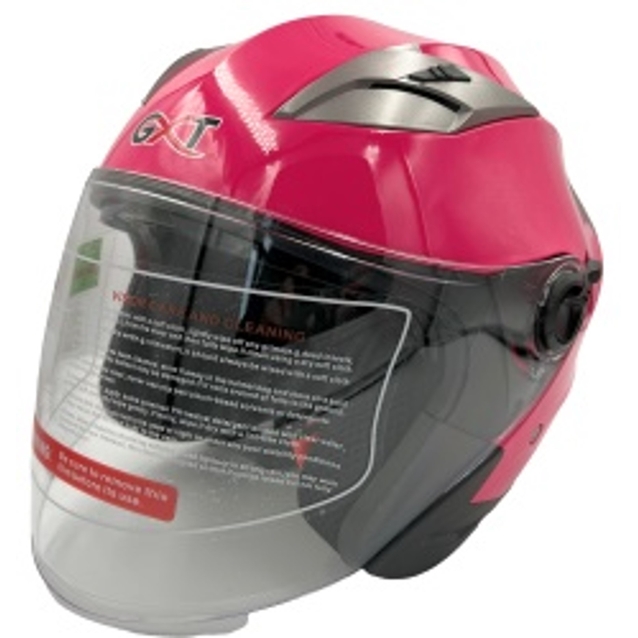 Мото шолом, відкритий (M) GXT "1001-1", малиновий глянцевий з відкидними окулярами фото westvelo.com