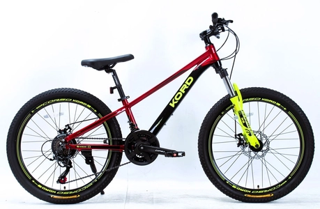 Велосипед 24 AL Corso «KORD» KD-24671 алюміній 11", (к-т SHIMANO) чорно-червоний-жовтий
