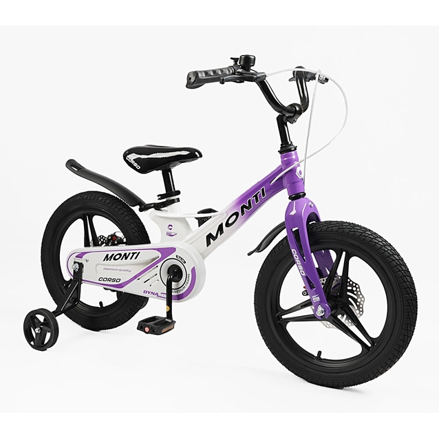Дитячий велосипед 16 MG Corso «MONTI» MT-16739, магнієва рама, біло-фіолетовий фото westvelo.com