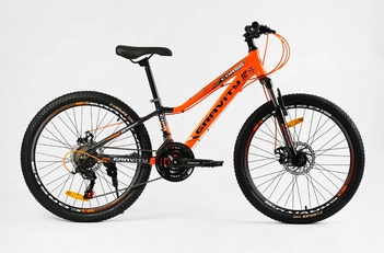 Велосипед 24 AL Corso «GRAVITY» GR-24005,24763 алюміній 12", (к-т SHIMANO) помаранчево-чорний(сірий)