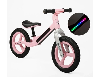 Велобіг 12 Corso, колеса - EVA (піна), нейлонова рама зі світлом QS-54227 рожевий