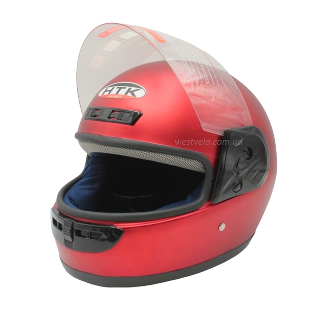 Мото шолом, закритий HTK-221,інтеграл, червоний матовий, з коміром фото westvelo.com