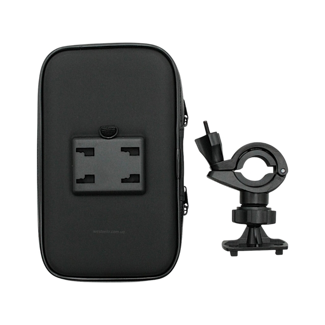 Тримач для телефону,(L) 155х85х30мм на кермо, сенсорна плівка, вологозахисний, швидкознімний, кут повороту 360° фото westvelo.com