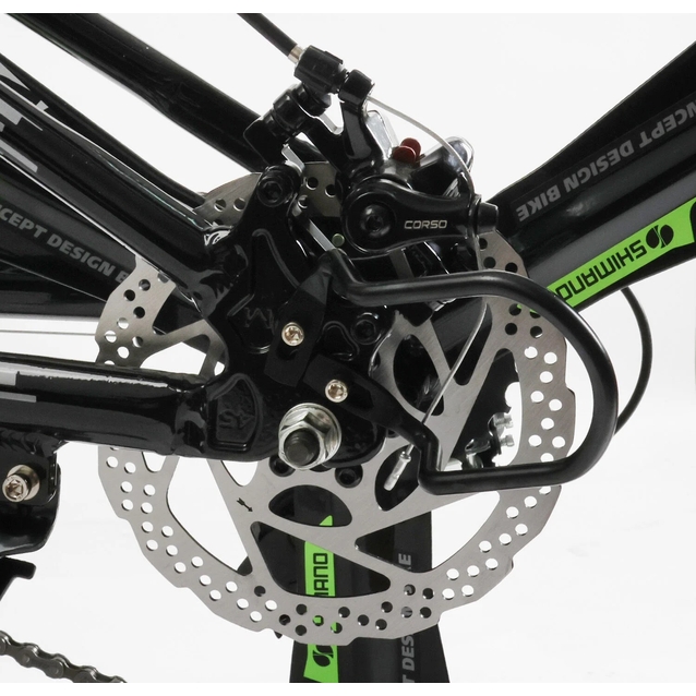 Велосипед 24 AL Corso «EVOLUTION» EV-24203 алюміній 11", (к-т SHIMANO) чорно-салатовий фото westvelo.com