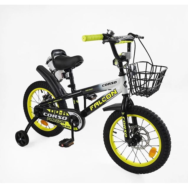 Дитячий велосипед 16 ST Corso «FALCON» FL-16220, дискові гальма, чорно-жовтий фото westvelo.com