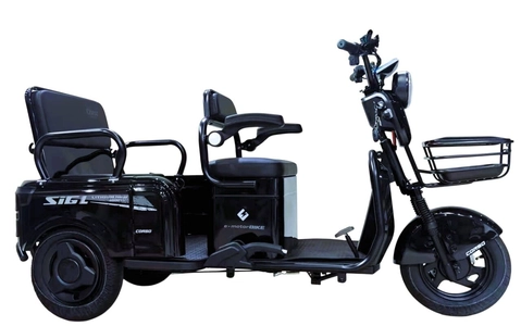 Трицикл Corso «SIG L» SL-025113, двигун 1200W, акумулятор 72V 24Ah літій-залізно-фосфатний, чорний + 1 ящик. акум, колеса 10"