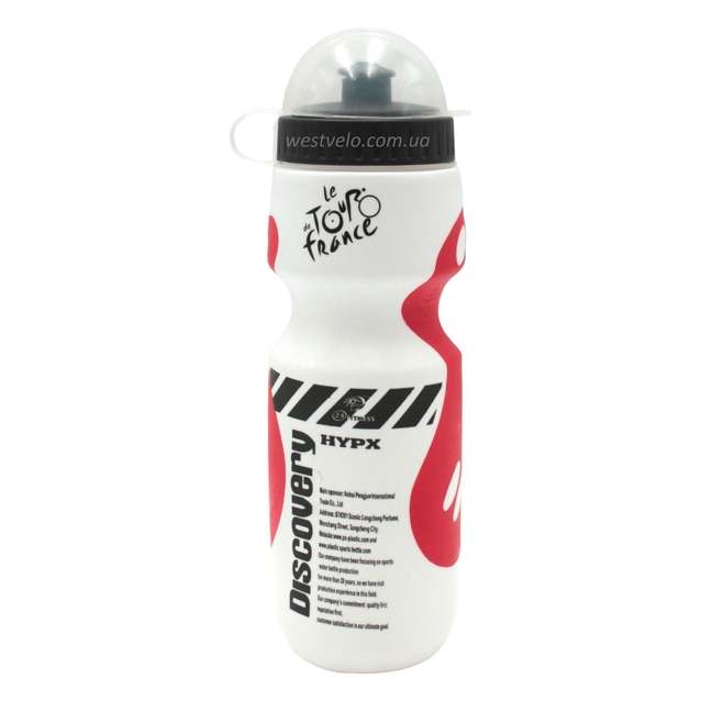 Фляга Discovery 650ml харч.пластик, біло-червона, з гумовими вставками фото westvelo.com