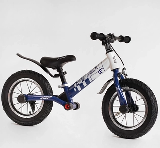 Велобіг 12 Corso надувні колеса, сталева рама «SKIP JACK» 93307 ручне гальмо, з амортизатором, синьо-білий