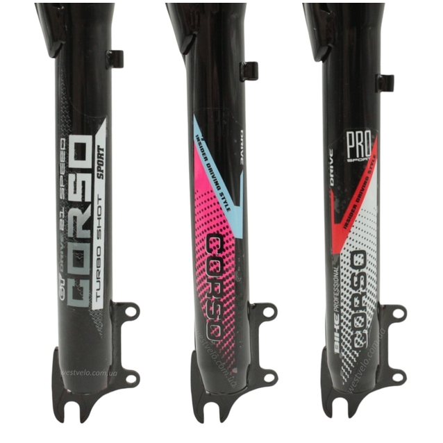 Вилка 26 аморт. безрізьб. CORSO «INTENSE» (573/639), чорна, disk, шток Ø28.6 L-200mm фото westvelo.com