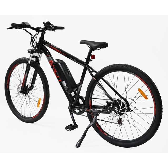 Електровелосипед 29 ST Corso «SPLIT» SP-78019 сталь 19, двигун 350W, акумулятор 36V13Ah літієвий (к-т SHIMANO) чорно-червоний фото westvelo.com