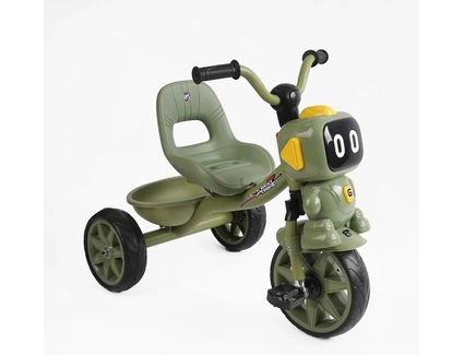 Дитячий велосипед 3-х колісний EVA (піна) Best Trike колеса 10-8, «Робот» BS-50570 хакі, сталева рама, УКР.ОЗВУЧУВАННЯ, кошик